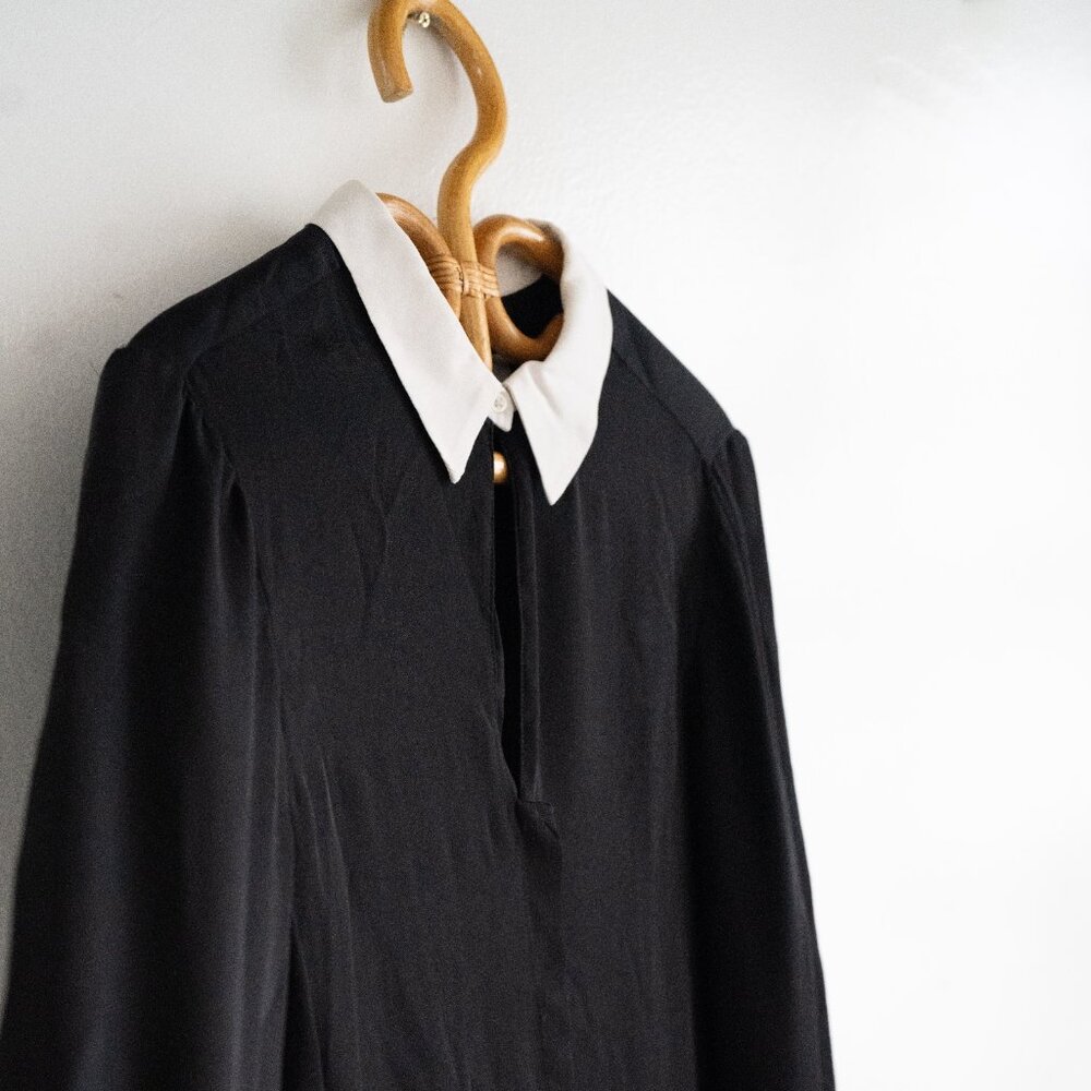A.L.C. Black Blouse with White Collar